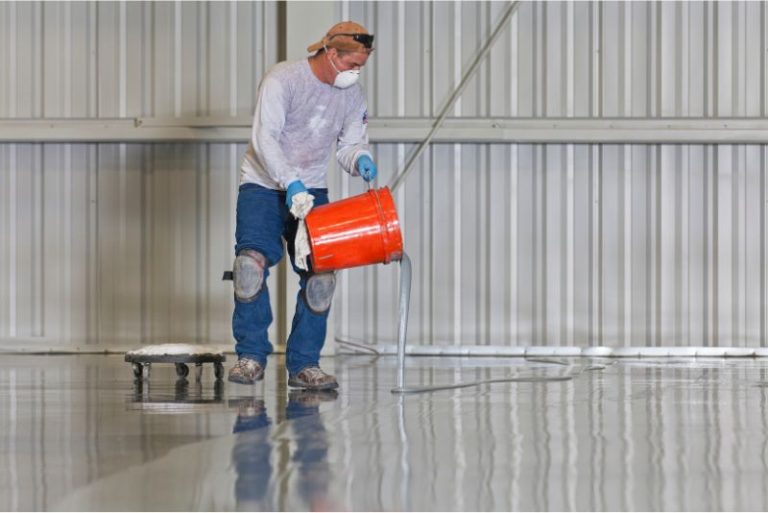 Close-up of a glossy, seamless epoxy floor coating