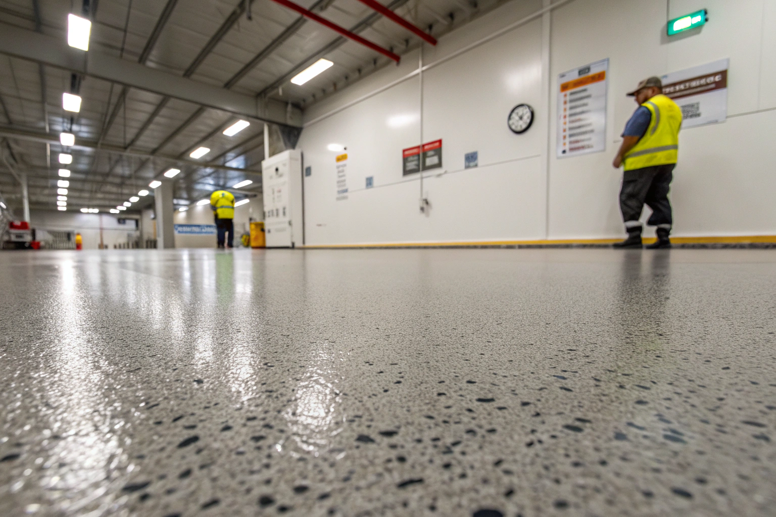 Detailed view of a textured non-slip epoxy floor coating
