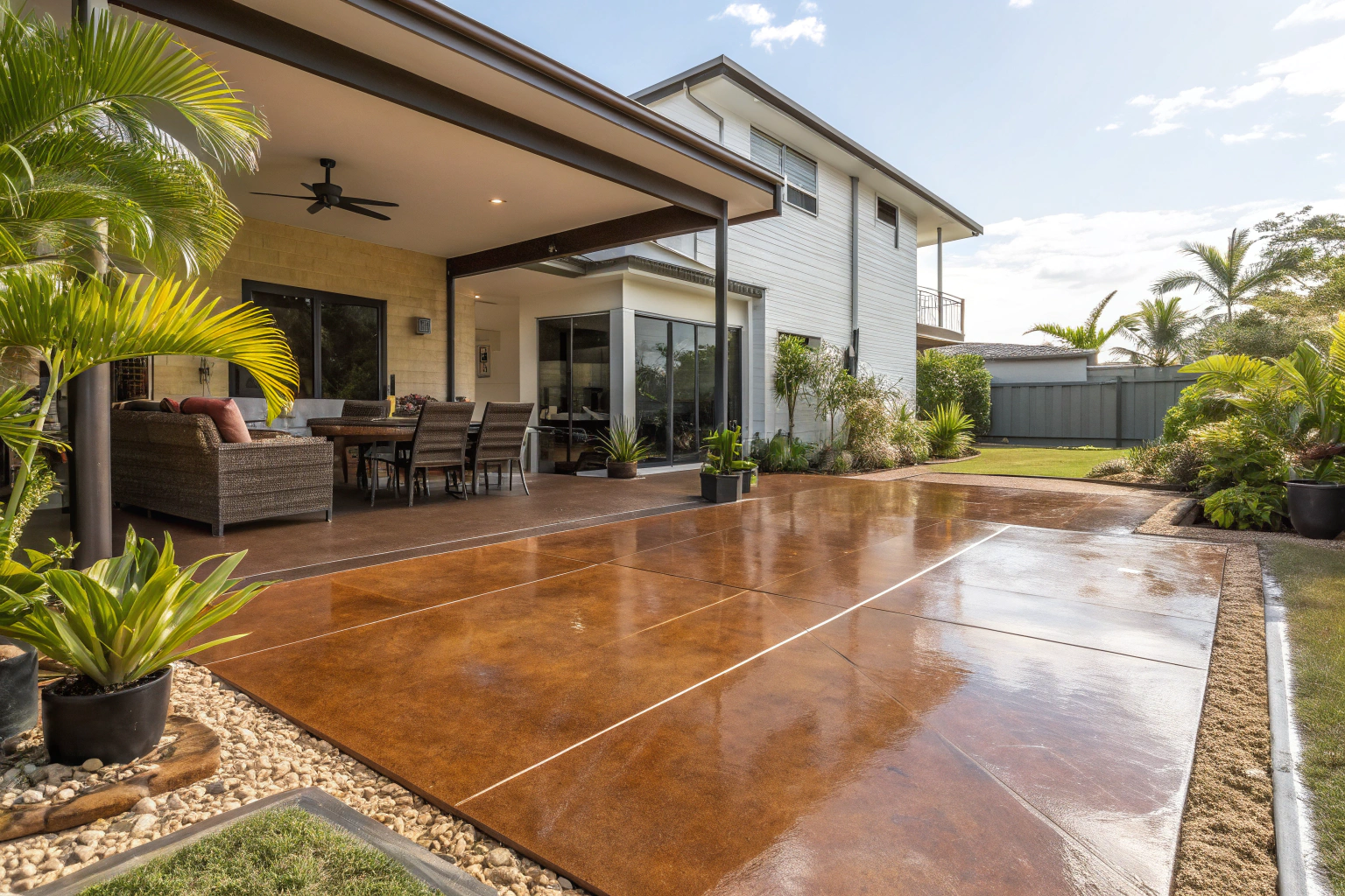 Modern Brisbane suburban home with a stunning epoxy floor transformation