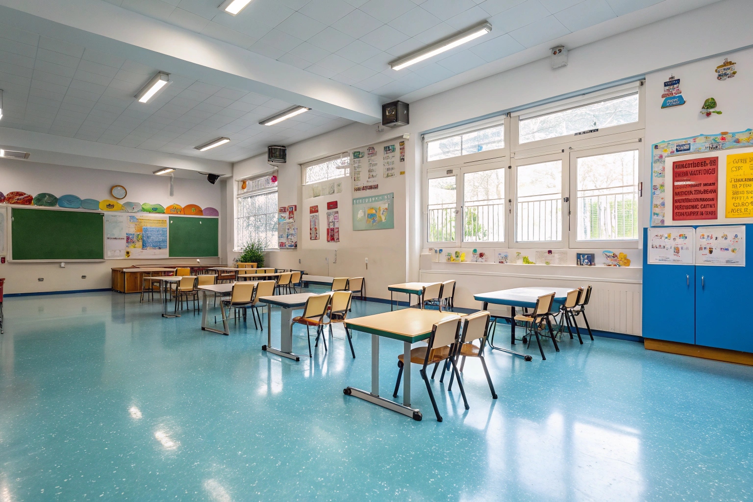 Primary school classroom with durable epoxy flooring Brisbane