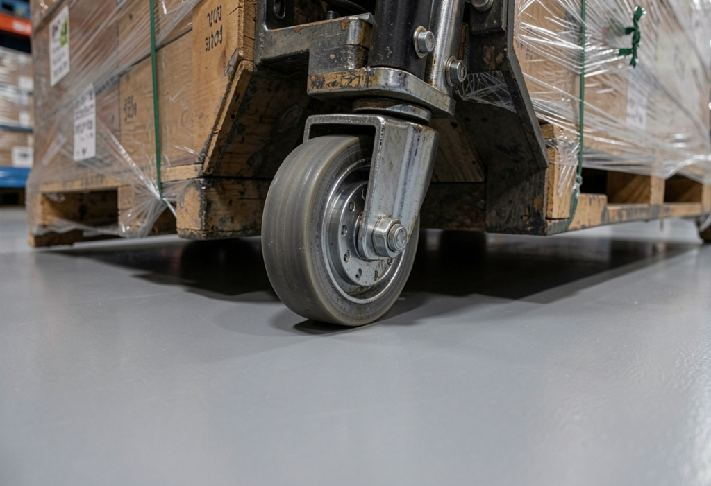 Warehouse epoxy flooring built for forklift traffic